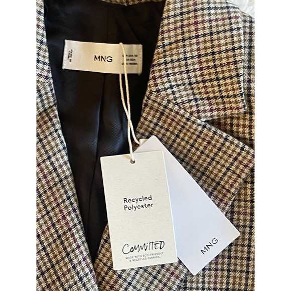 MANGO MNG Women’s Size Small Wrap Check Suit Blazer NWT OPEN 2 OFFERS - Picture 7 of 14